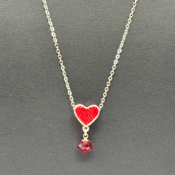 Crystal Red Heart Necklace made with Swarovski Crystals - Picture 6 of 7